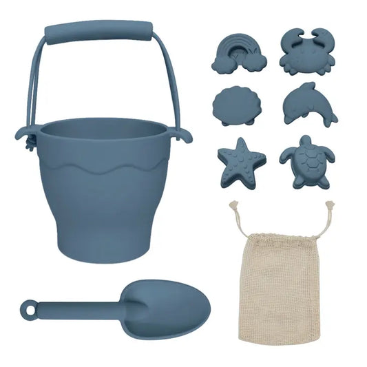 Silicone 8pc Bucket & Spade Set | Steel Blue