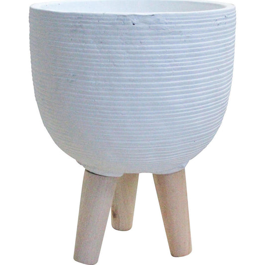 Planter White Ribb | Round