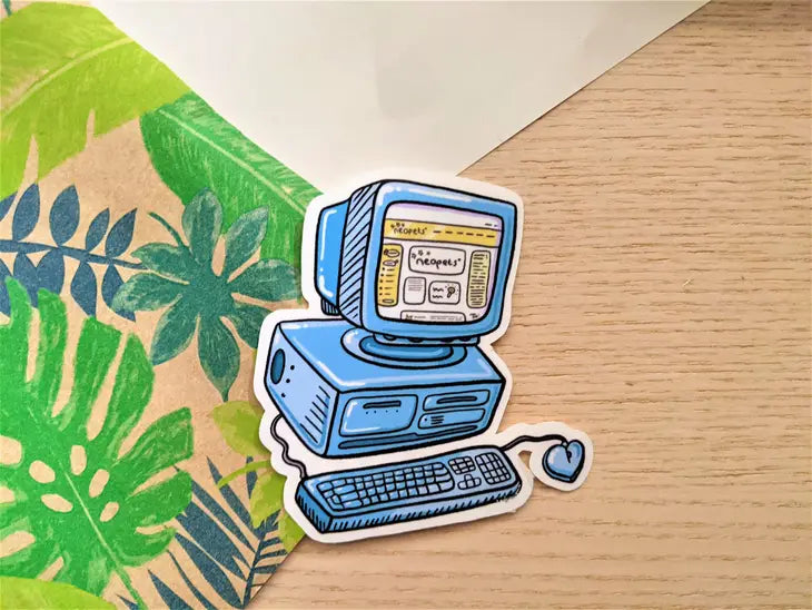 Retro 90s PC Vinyl Sticker | Blue