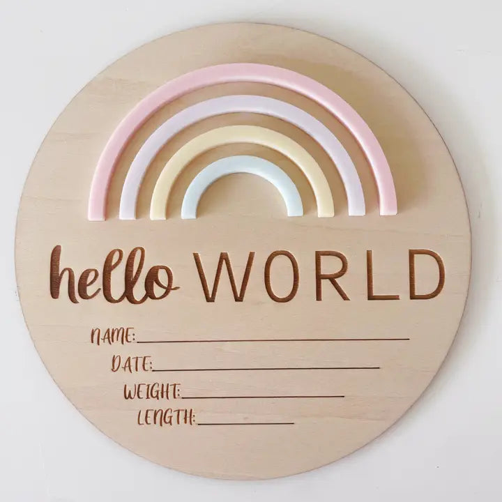 Announcement Plaque | Hello World | Rainbow Sorbet