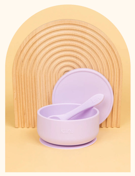 Silicone Bowl with Lid + Spoon Set | Lilac