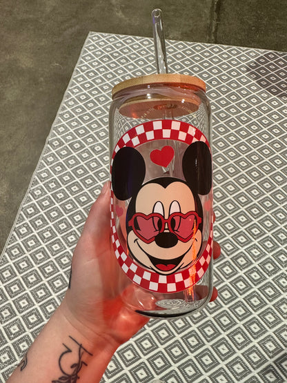 Glass Drinking Tumbler | Mickey & Minnie Love