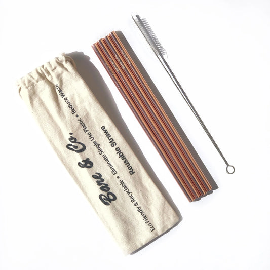 Reusable Straight Straws | Rose Gold