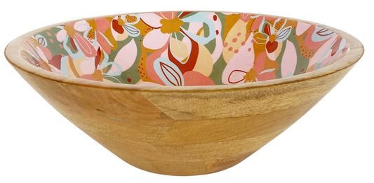 Franki Floral Mango Wood Bowl | Colourful